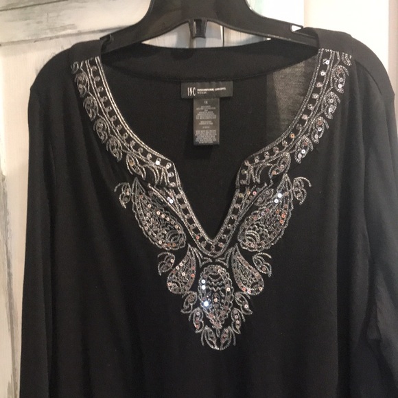 INC international cotton silver embroidered tunic 1X - Picture 8 of 9